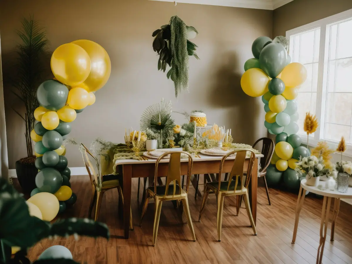 Babyparty Babyparty mit grünen und gelben Dekoelementen